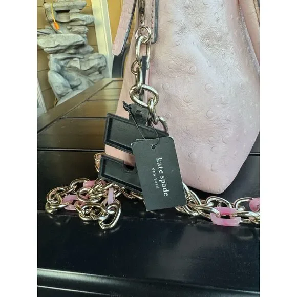 Kate Spade Ostrich Pink Pebble Leather Handbag and Kate Spade Chain Belt - Picture 9 of 12
